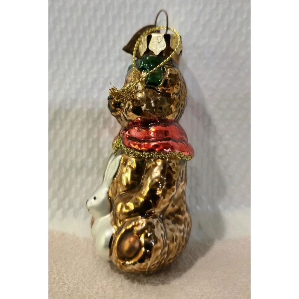 Thomas Pacconi Classics Teddy Bear Bunny Blown Glass Christmas Ornament Vintage